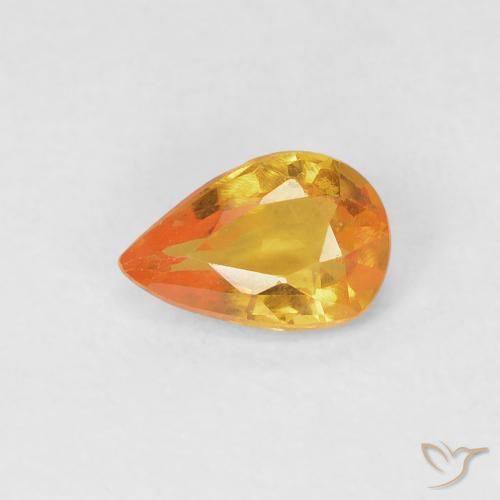 0.50ct Natural Medium Orange Sapphire, Pear Shape, VVS-VS