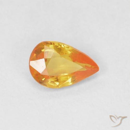 0.50 ct Orange Sapphire Stone, Natural Sapphire in Pear Facet Shape for Sale