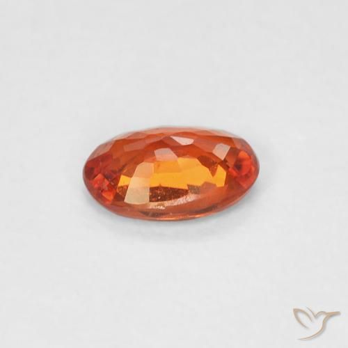 Sapphire Gemstone in 5.6 x 3.8 mm Size for Sale, Sapphire Stone in Amber Orange Color