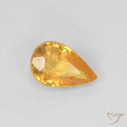 0.50ct Natural Medium Orange Sapphire, Pear Shape, VVS