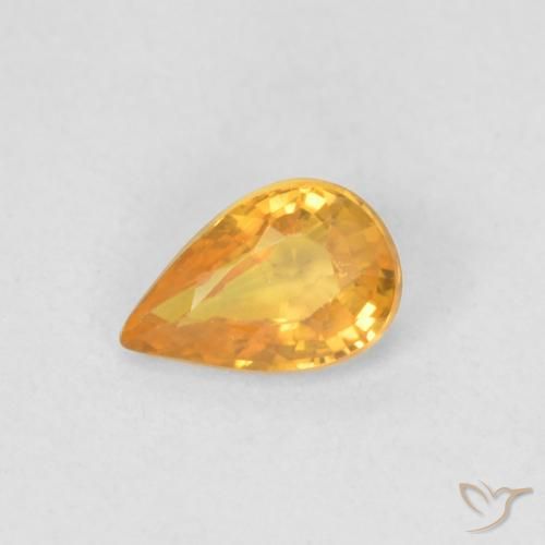 0.50 ct Golden Sapphire Stone, Natural Sapphire in Pear Facet Shape for Sale