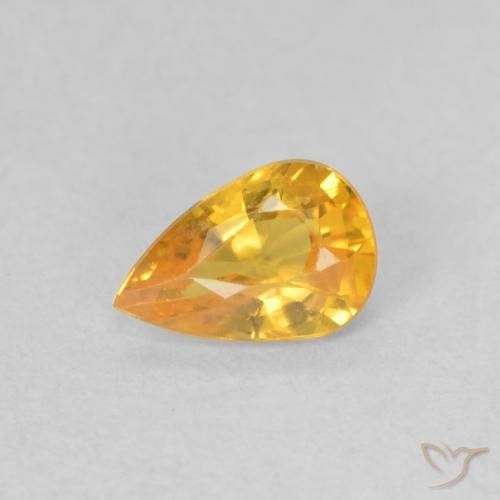 0.41ct Natural Medium Golden Sapphire, Pear Shape, VVS-VS