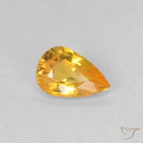 0.41 ct Golden Sapphire Stone, Natural Sapphire in Pear Facet Shape for Sale