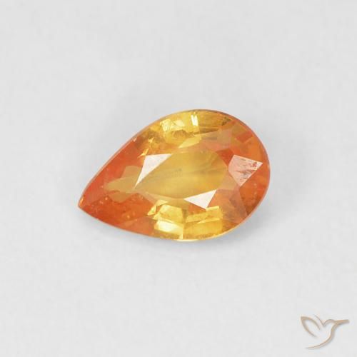 0.52ct Natural Bright Orange Sapphire, Pear Shape, VVS-VS