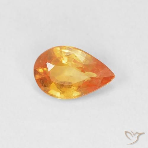 0.52 ct Orange Sapphire Stone, Natural Sapphire in Pear Facet Shape for Sale