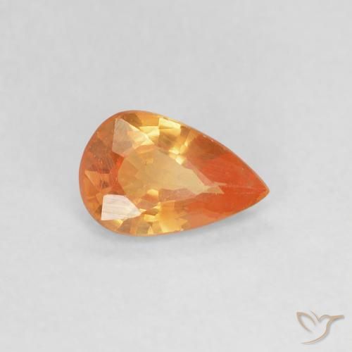 0.41 ct Orange Sapphire Gemstone, Sapphire Gem in Pear Facet Shape for Sale.