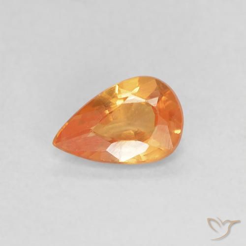 0.41 ct Orange Sapphire Stone, Natural Sapphire in Pear Facet Shape for Sale