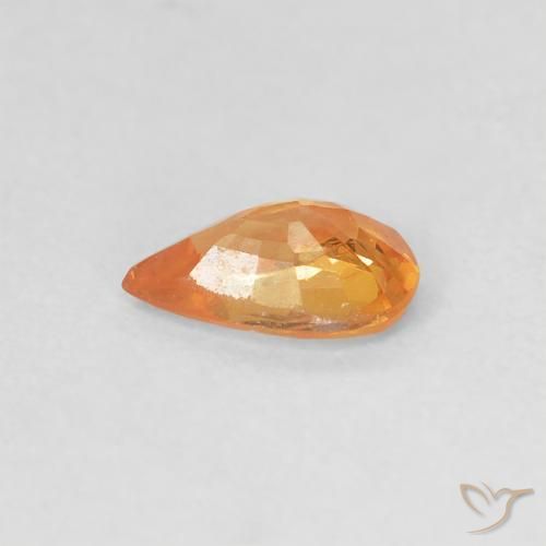 Sapphire Gemstone in 5.9 x 3.8 mm Size for Sale, Sapphire Stone in Bright Orange Color