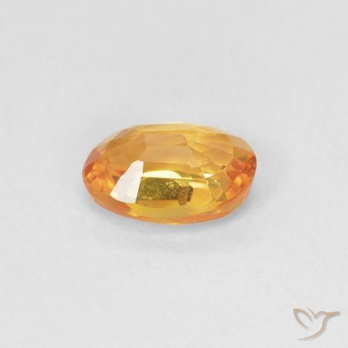 Sapphire Gemstone in 5.5 x 4 mm Size for Sale, Sapphire Stone in Orange-Gold Color
