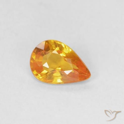0.37ct Natural Medium Orange Sapphire, Pear Shape, VVS-VS