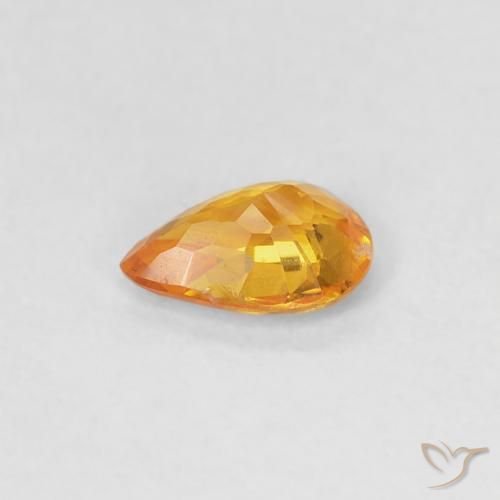 Sapphire Gemstone in 5.5 x 3.8 mm Size for Sale, Sapphire Stone in Medium Orange Color