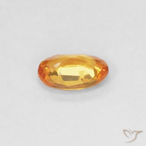 Sapphire Gemstone in 5.3 x 3.7 mm Size for Sale, Sapphire Stone in Apricot Orange Color