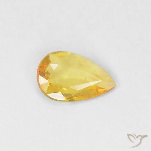 0.30 ct Golden Sapphire Stone, Natural Sapphire in Pear Facet Shape for Sale