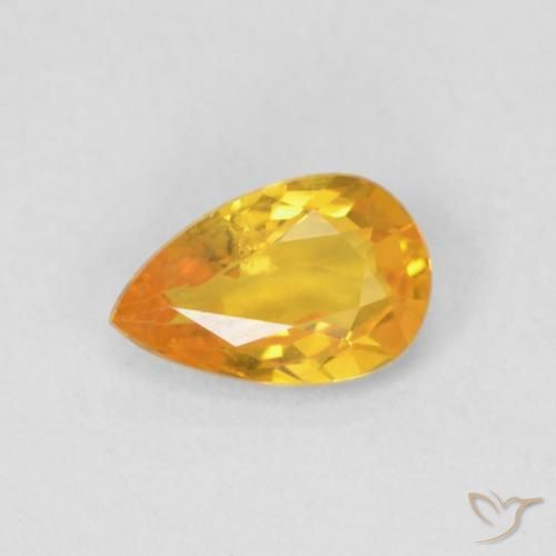 0.46ct Natural Medium Orange Sapphire, Pear Shape, VS