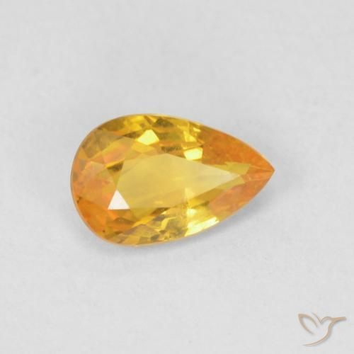 0.46 ct Golden Sapphire Stone, Natural Sapphire in Pear Facet Shape for Sale