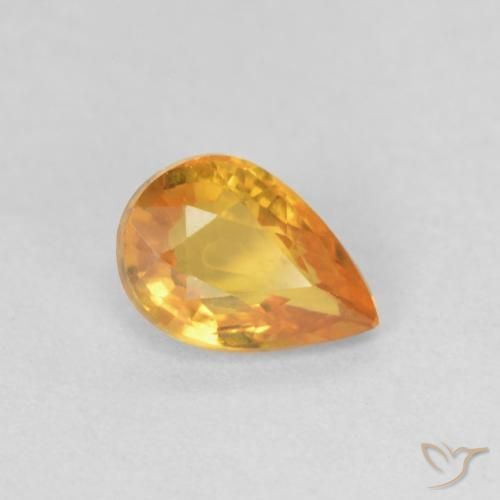 Saphir Doré pear facet 0,49 ct de Tanzanie, dimension 5,7 x 4mm, pierre gemme naturelle BE-Chauffé, pureté vvs-vs, 1 pièce Saphir de couleur Orange moyen, dureté Mohs de 9 convient aux bijoux de tous les jours, pierre de sagesse, Pierre de naissance traditionnelle d'avril, Photo A