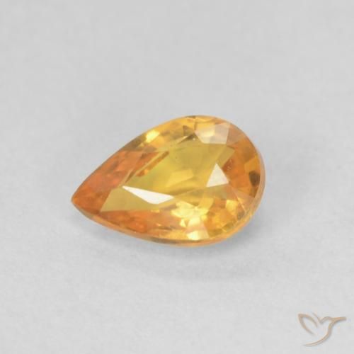 0.49 ct Golden Sapphire Stone, Natural Sapphire in Pear Facet Shape for Sale