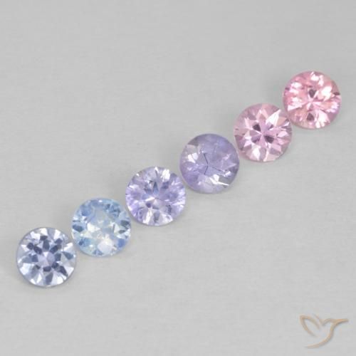 1.04 ctw Multicolor Sapphire Stones, Natural Sapphire in Diamond-Cut Shape for Sale