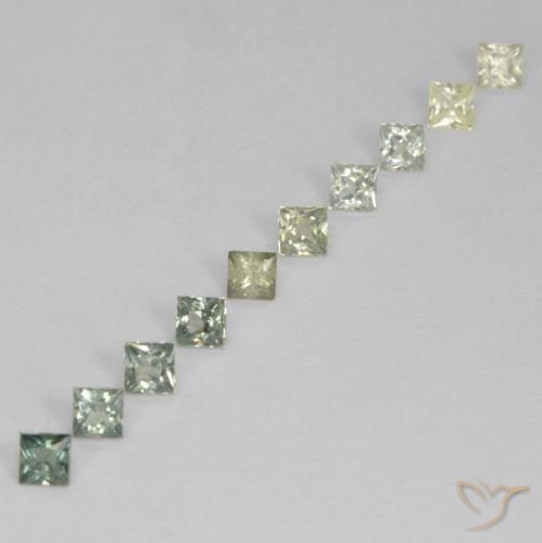 1.07 ctw Multicolor Sapphire Stones, Natural Sapphire in Princess-Cut Shape for Sale