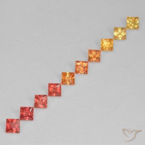 0.96 ctw Multicolor Sapphire Stones, Natural Sapphire in Princess-Cut Shape for Sale