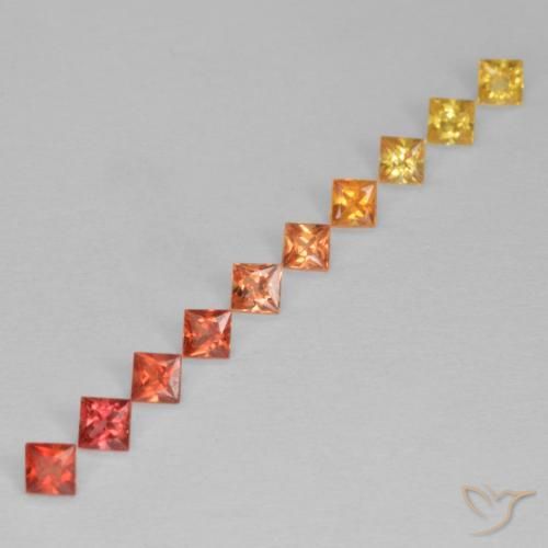 0.80 ctw Multicolor Sapphire Stones, Natural Sapphire in Princess-Cut Shape for Sale