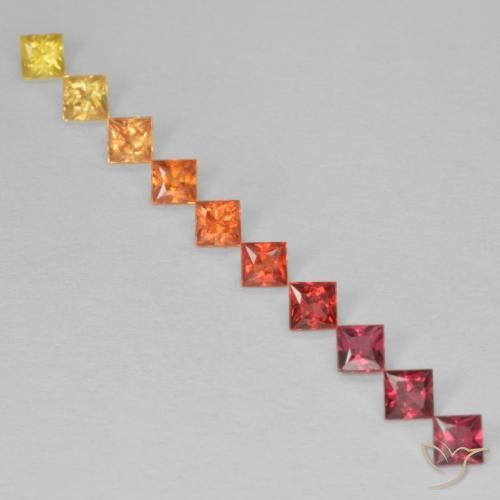 0.97 ctw Multicolor Sapphire Gemstones, Sapphire Gems in Princess-Cut Shape for Sale.