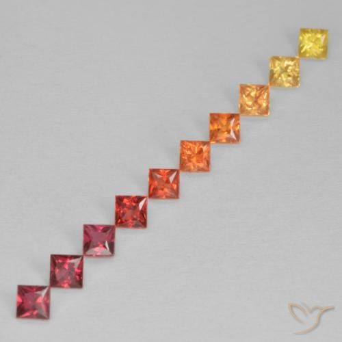 0.97 ctw Multicolor Sapphire Stones, Natural Sapphire in Princess-Cut Shape for Sale
