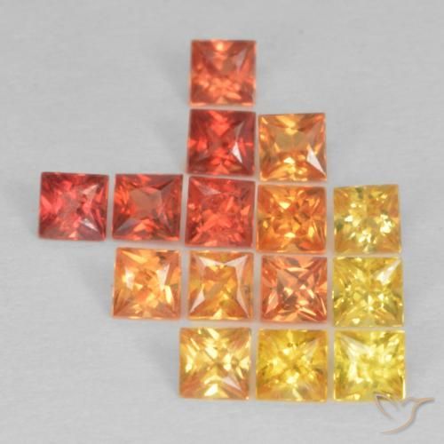 1.18 ctw Multicolor Sapphire Stones, Natural Sapphire in Princess-Cut Shape for Sale