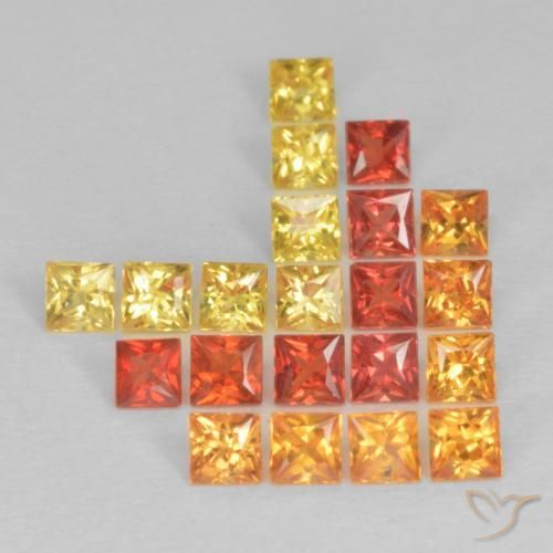 1.84 ctw Multicolor Sapphire Stones, Natural Sapphire in Princess-Cut Shape for Sale
