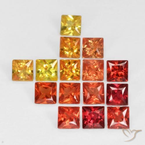 1.33 ctw Multicolor Sapphire Stones, Natural Sapphire in Princess-Cut Shape for Sale