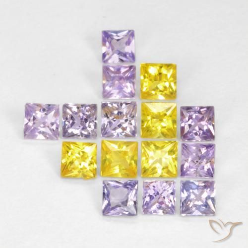 1.13 ctw Multicolor Sapphire Stones, Natural Sapphire in Princess-Cut Shape for Sale