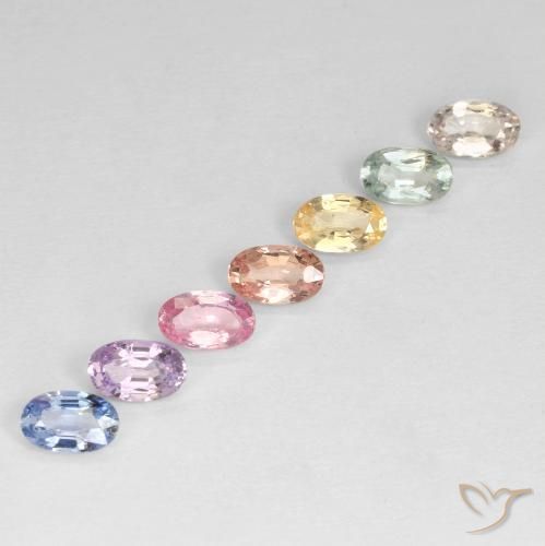 2.12 ctw Multicolor Sapphire Gemstones, Sapphire Gems in Oval Facet Shape for Sale.