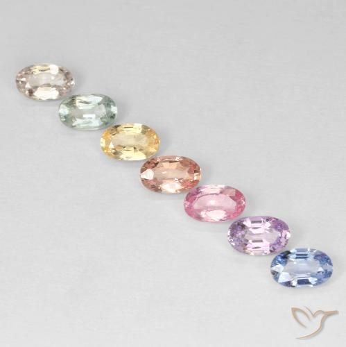2.12 ctw Multicolor Sapphire Stones, Natural Sapphire in Oval Facet Shape for Sale