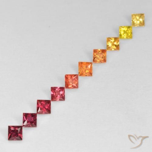 0.94 ctw Multicolor Sapphire Stones, Natural Sapphire in Princess-Cut Shape for Sale