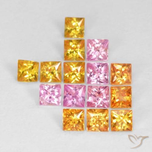 1.29 ctw Multicolor Sapphire Stones, Natural Sapphire in Princess-Cut Shape for Sale