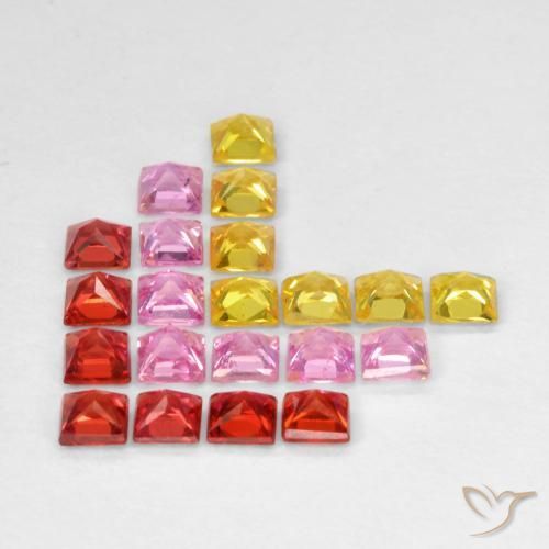 Sapphire Gemstones in 2.5 x 2.5 mm Size for Sale, Sapphire Stones in Multicolor Color