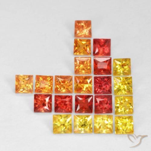 2.05 ctw Multicolor Sapphire Stones, Natural Sapphire in Princess-Cut Shape for Sale