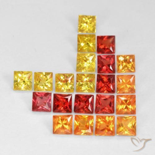 2.48 ctw Multicolor Sapphire Stones, Natural Sapphire in Princess-Cut Shape for Sale