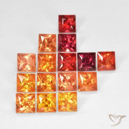 1.87 ctw Multicolor Sapphire Gemstones, Sapphire Gems in Princess-Cut Shape for Sale.