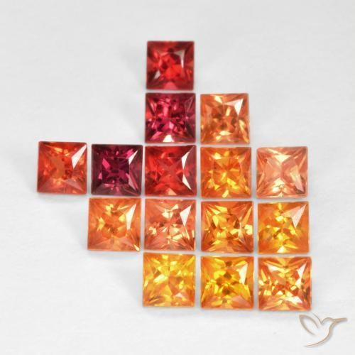 1.87 ctw Multicolor Sapphire Stones, Natural Sapphire in Princess-Cut Shape for Sale