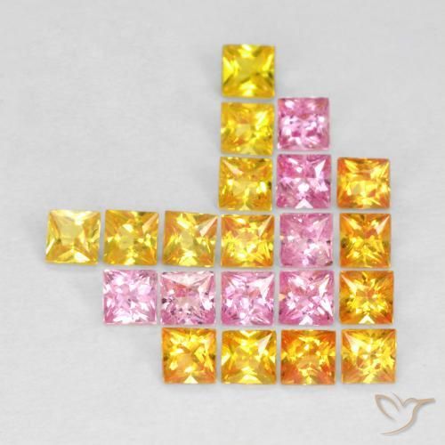 1.69 ctw Multicolor Sapphire Stones, Natural Sapphire in Princess-Cut Shape for Sale