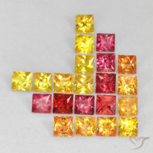 1.99 ctw Multicolor Sapphire Stones, Natural Sapphire in Princess-Cut Shape for Sale