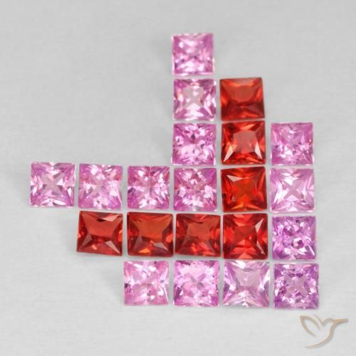 2.13 ctw Multicolor Sapphire Stones, Natural Sapphire in Princess-Cut Shape for Sale