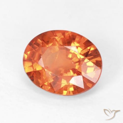 0.77 ct Orange Sapphire Stone, Natural Sapphire in Oval Facet Shape for Sale