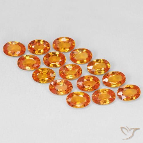 9.85 ctw Orange Sapphire Stones, Natural Sapphire in Oval Facet Shape for Sale
