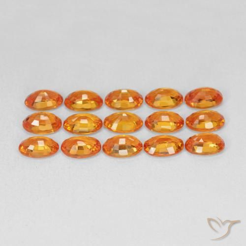 Sapphire Gemstones in 6 x 4 mm (calibrated) Size for Sale, Sapphire Stones in Amber Orange Color
