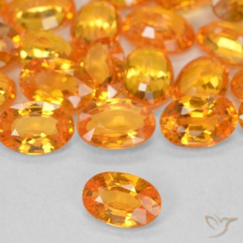 16.68 ctw Orange Sapphire Stones, Natural Sapphire in Oval Facet Shape for Sale