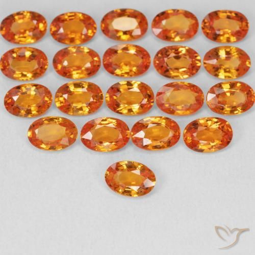 11.85 ctw Orange Sapphire Stones, Natural Sapphire in Oval Facet Shape for Sale