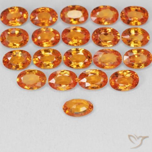 Sapphire Gemstones in 6 x 4 mm (calibrated) Size for Sale, Sapphire Stones in Bright Orange Color