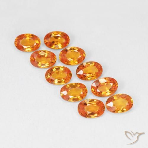 5.04 ctw Orange Sapphire Stones, Natural Sapphire in Oval Facet Shape for Sale